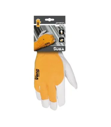 GUANTES JUBA DE PIEL FLOR DE CABRA CON DORSO DE ALGODÓN
