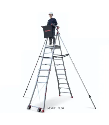 ESCALERA PLS-6 6 PELDAÑOS, PLATAFORMA REGULABLE EN ALTURA