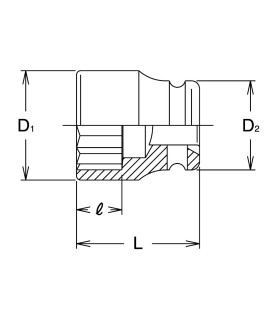LLAVE VASO 3/4" IMPACTO 19 BIHEXAGONAL/ 12 CANTOS. CORTA 50mm